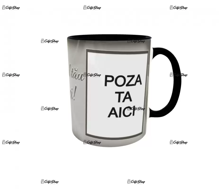 Cana, personalizata cu 2 poze si text, 330ml, model 3192