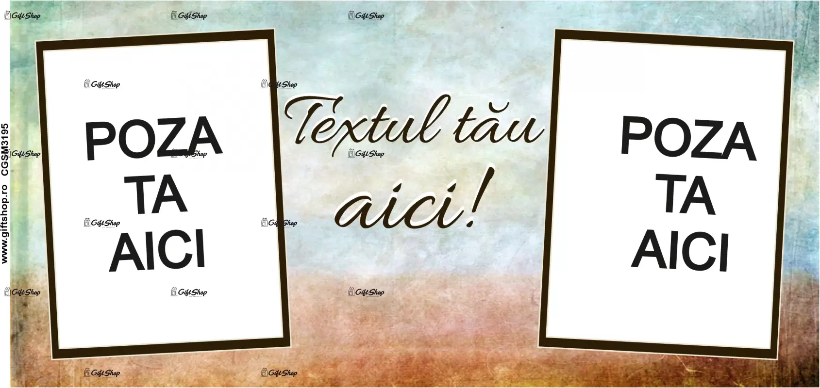 Cana, personalizata cu 2 poze si text, 330ml, model 3195