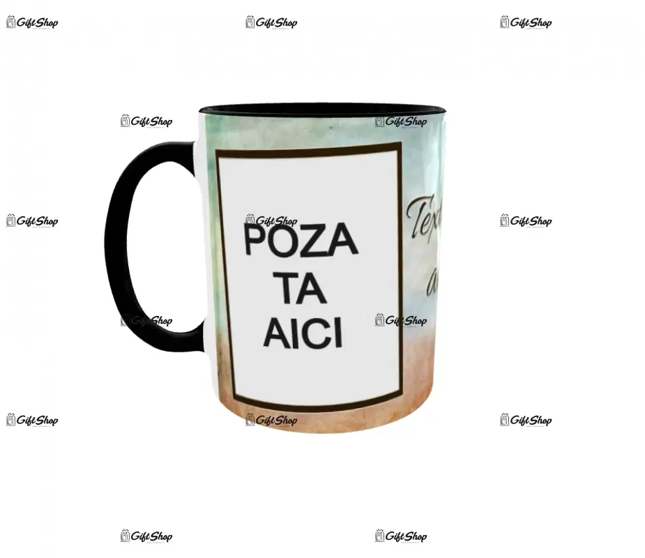 Cana, personalizata cu 2 poze si text, 330ml, model 3195