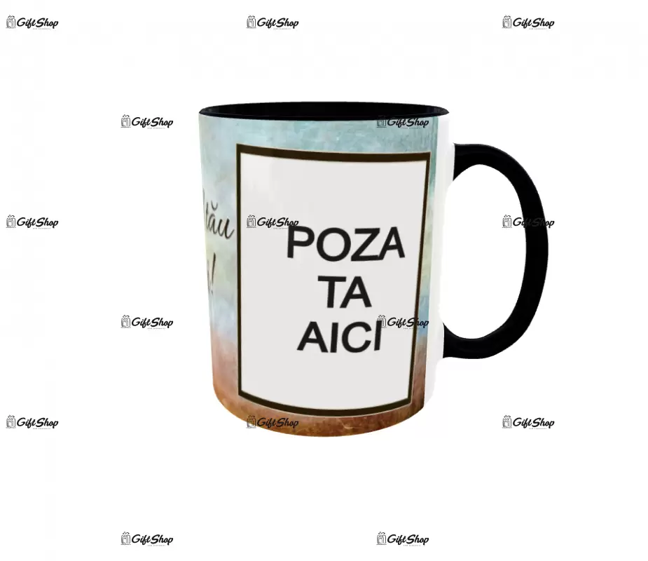 Cana, personalizata cu 2 poze si text, 330ml, model 3195