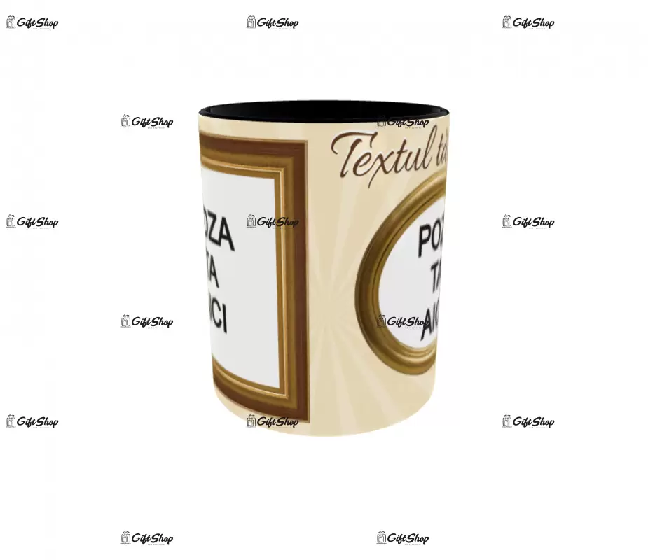 Cana, personalizata cu 2 poze si text, 330ml, model 3208