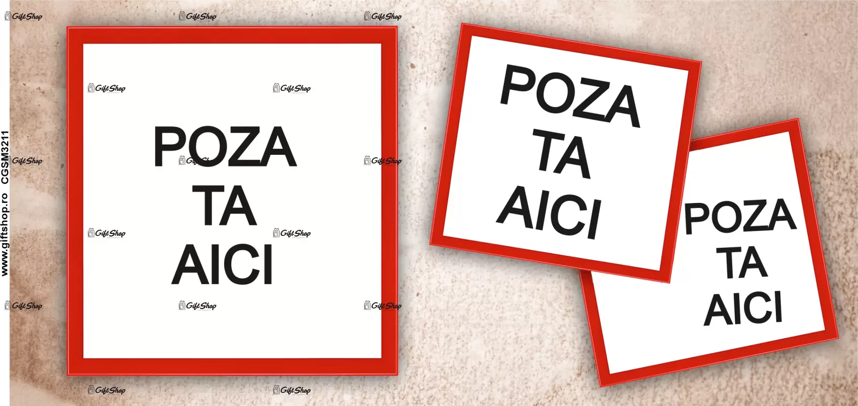 Cana, personalizata cu 3 poze si text, 330ml, model 3211