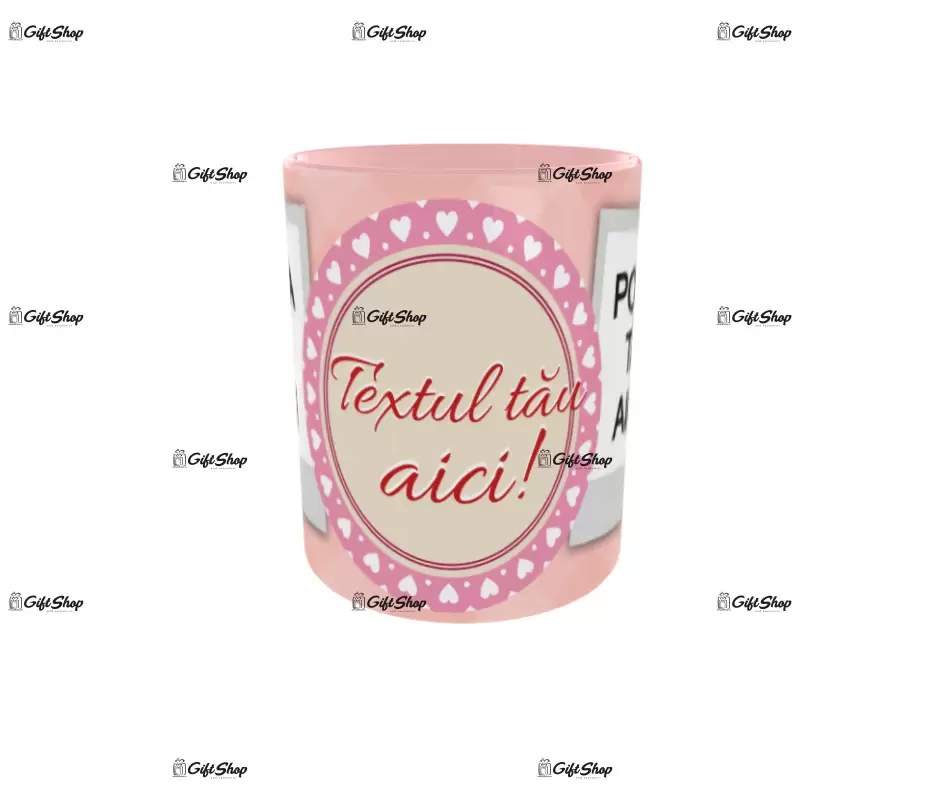 Cana, personalizata cu 2 poze si text, 330ml, model 3223