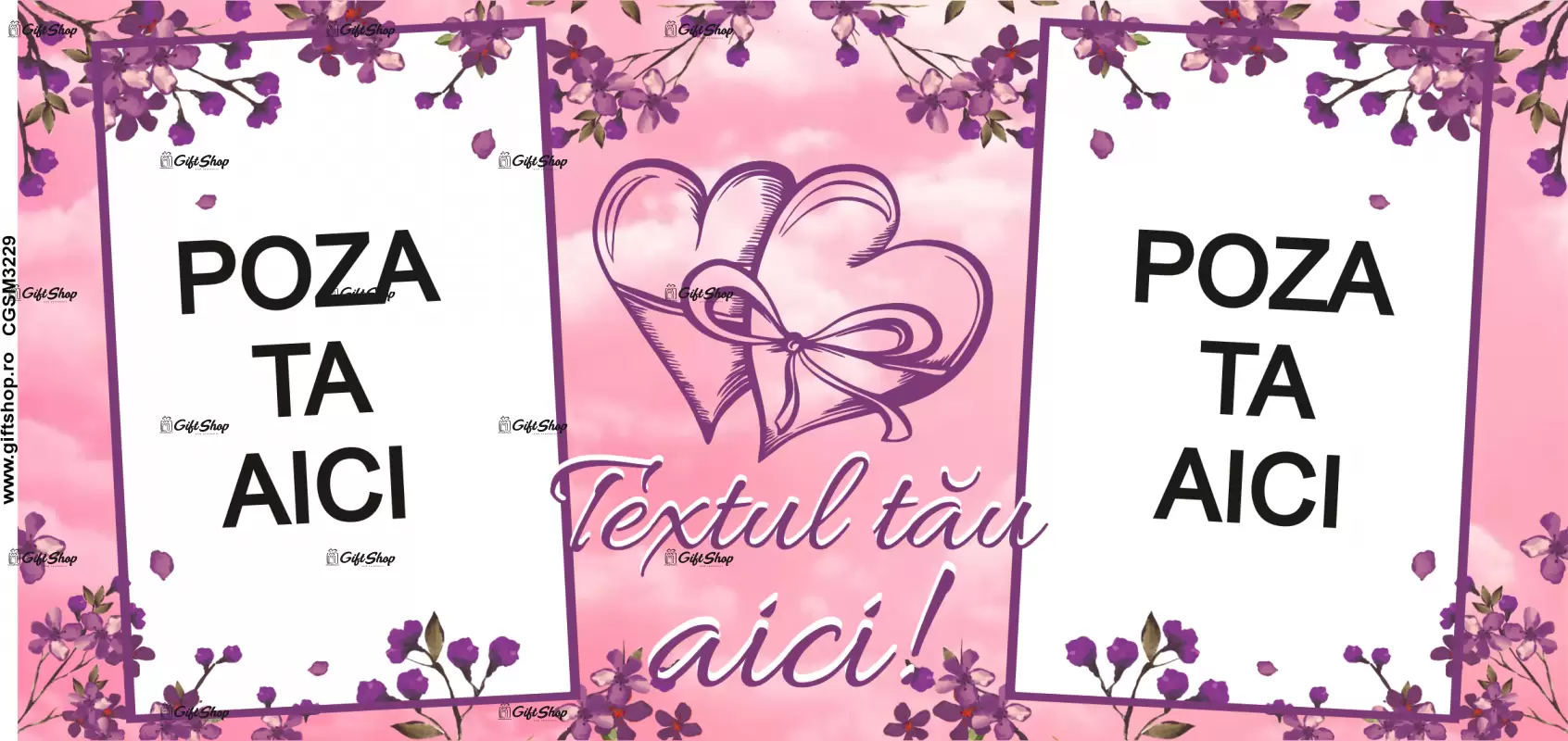 Cana, personalizata cu 2 poze si text, 330ml, model 3229