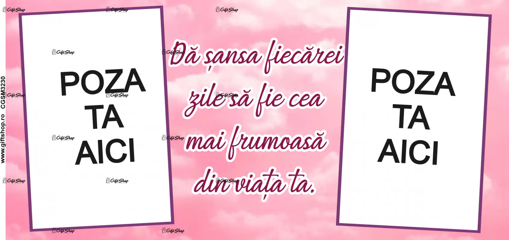 Da sansa fiecarei zile, cana personalizata cu 2 poze si text, 330ml, model 3230