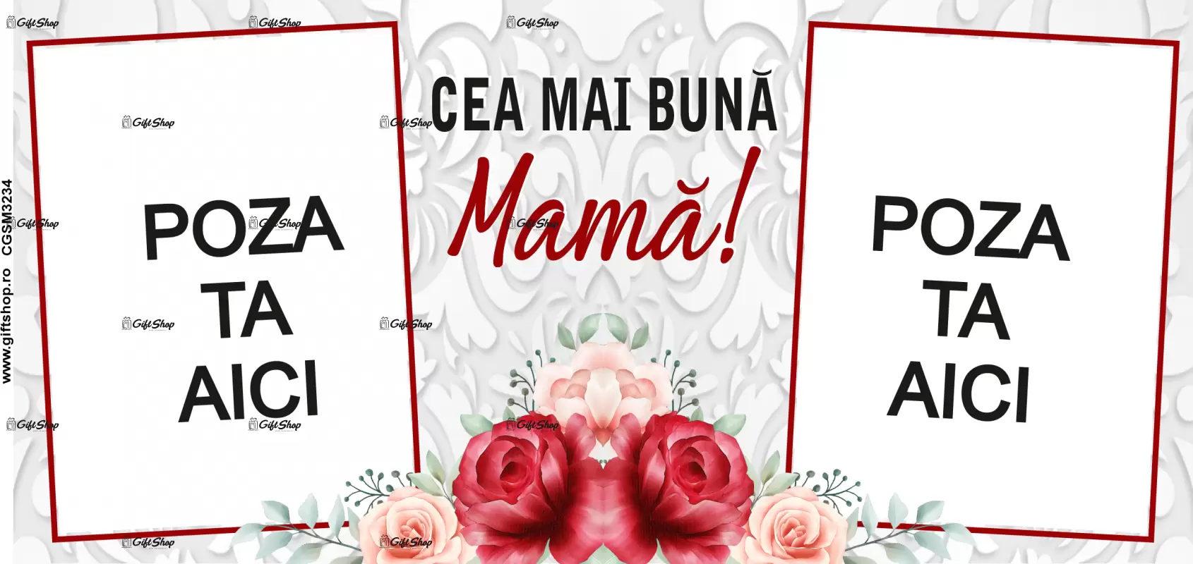 Cea mai buna mama, cana personalizata cu 2 poze si text, 330ml, model 3234