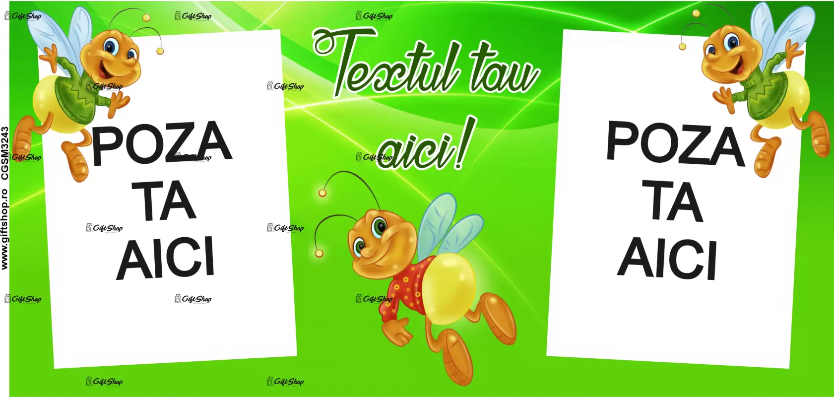 Cana, personalizata cu 2 poze si text, 330ml, model 3243