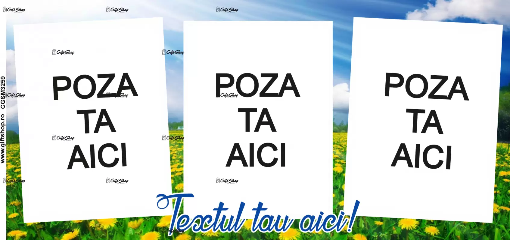 Cana, personalizata cu 3 poze si text, 330ml, model 3259