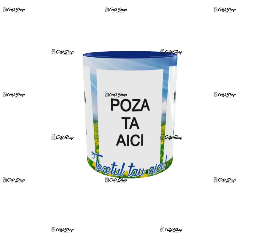 Cana, personalizata cu 3 poze si text, 330ml, model 3259