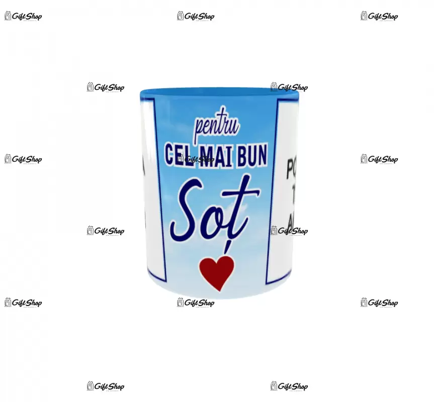 Pentru cel mai bun sot, cana personalizata cu 2 poze si text, 330ml, model 3263