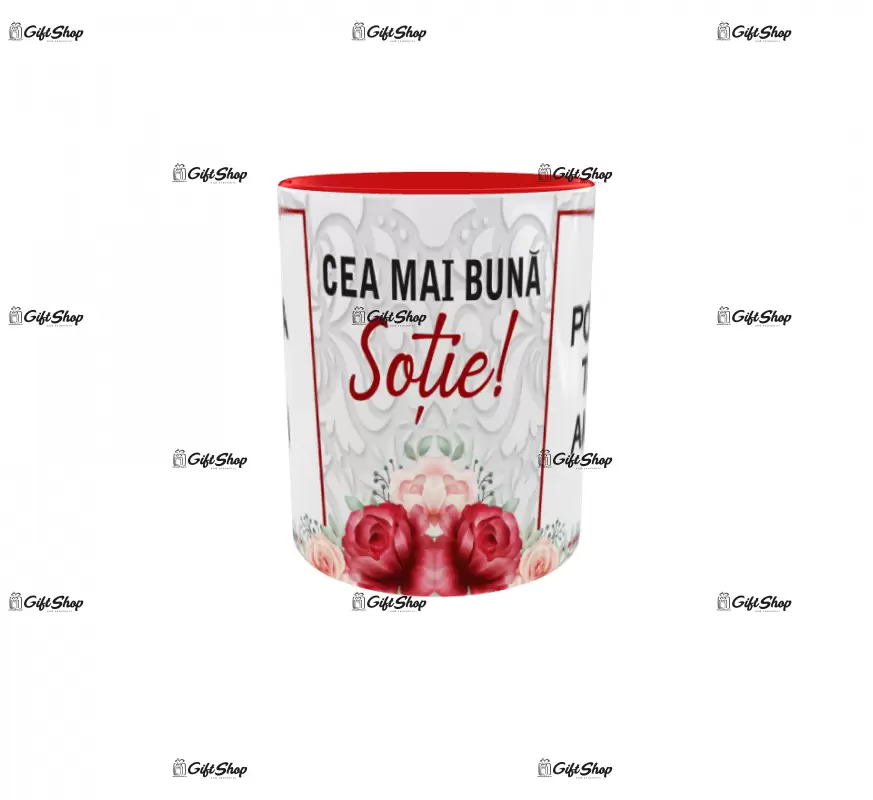 Pentru cea mai buna sotie, cana personalizata cu poza si text, 330ml, model 3265