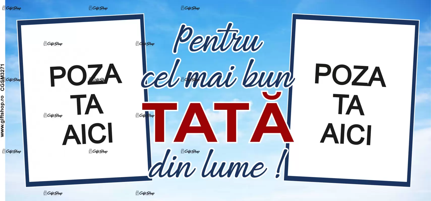 Cel mai bun tata din lume, cana personalizata cu 2 poze si text, 330ml, model 3271