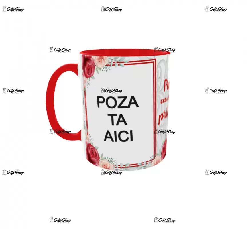 Pentru cea mai buna prietena, cana personalizata cu 2 poze si text, 330ml, model 3272