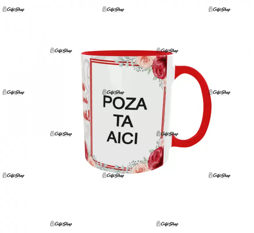 Pentru cea mai buna prietena, cana personalizata cu 2 poze si text, 330ml, model 3272