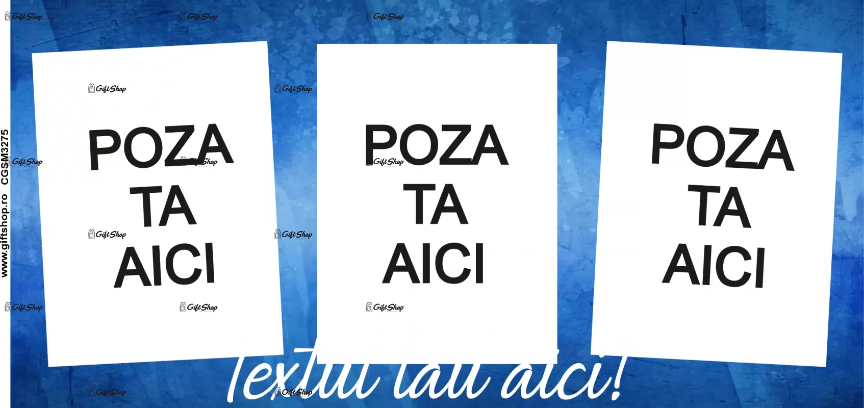 Cana, personalizata cu 3 poze si text, 330ml, model 3275