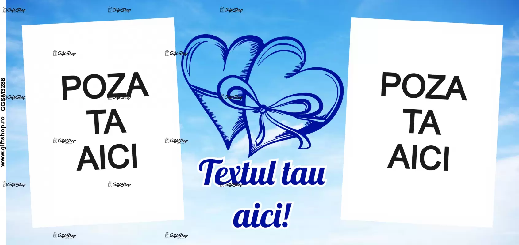 Cana, personalizata cu 2 poze si text, 330ml, model 3286