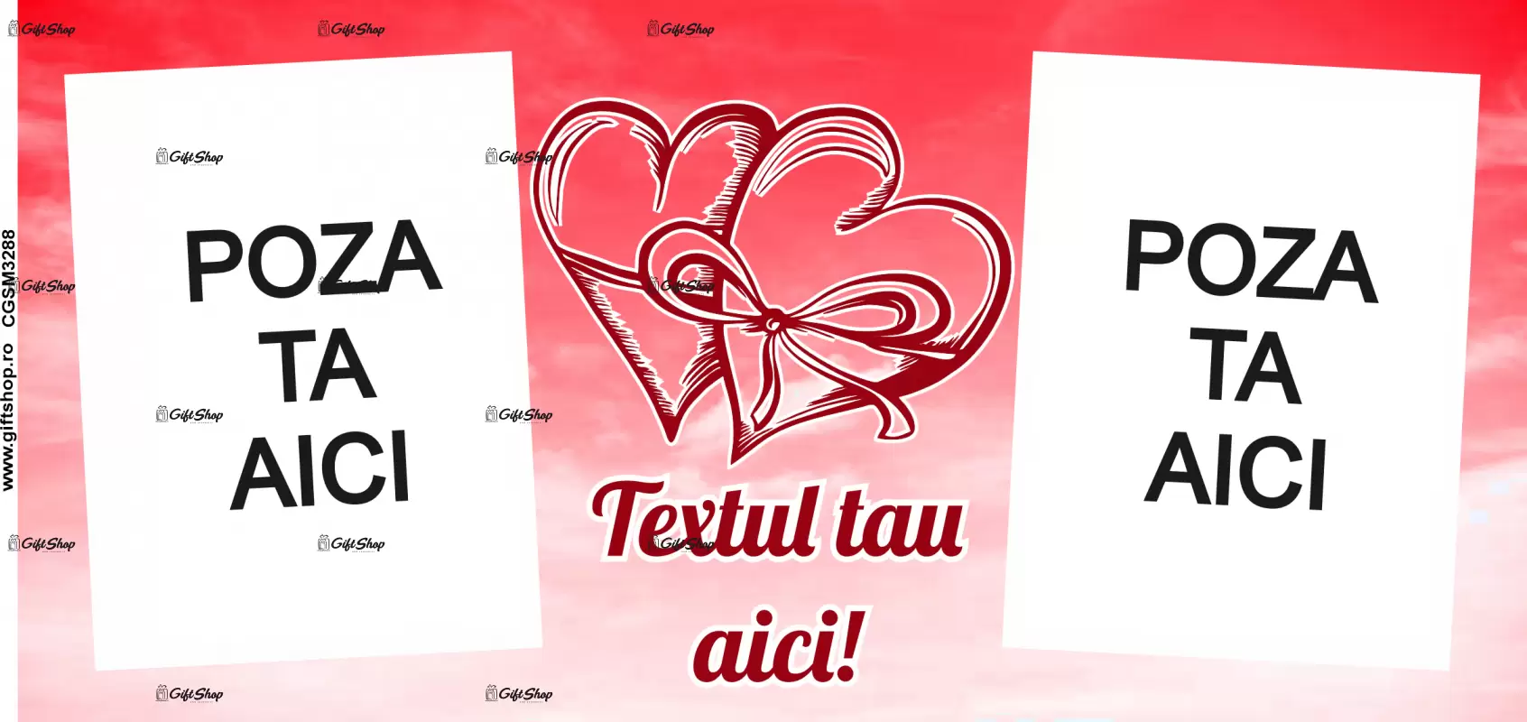 Cana, personalizata cu 2 poze si text, 330ml, model 3288