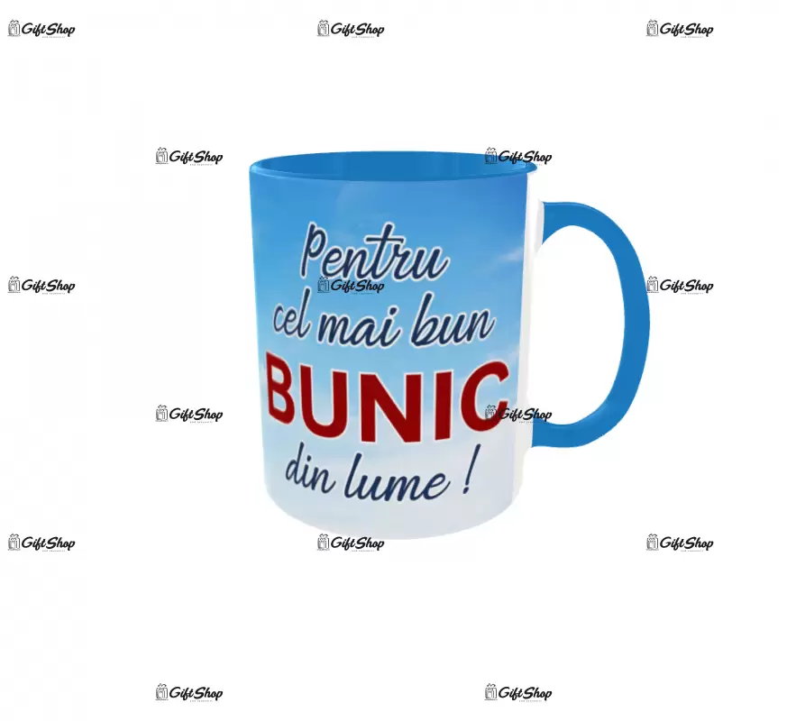 Pentru cel mai bun bunic din lume, cana personalizata cu poza si text, 330ml, model 3289