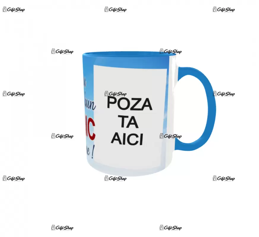 Pentru cel mai bun bunic din lume, cana personalizata cu 2 poze si text, 330ml, model 3290