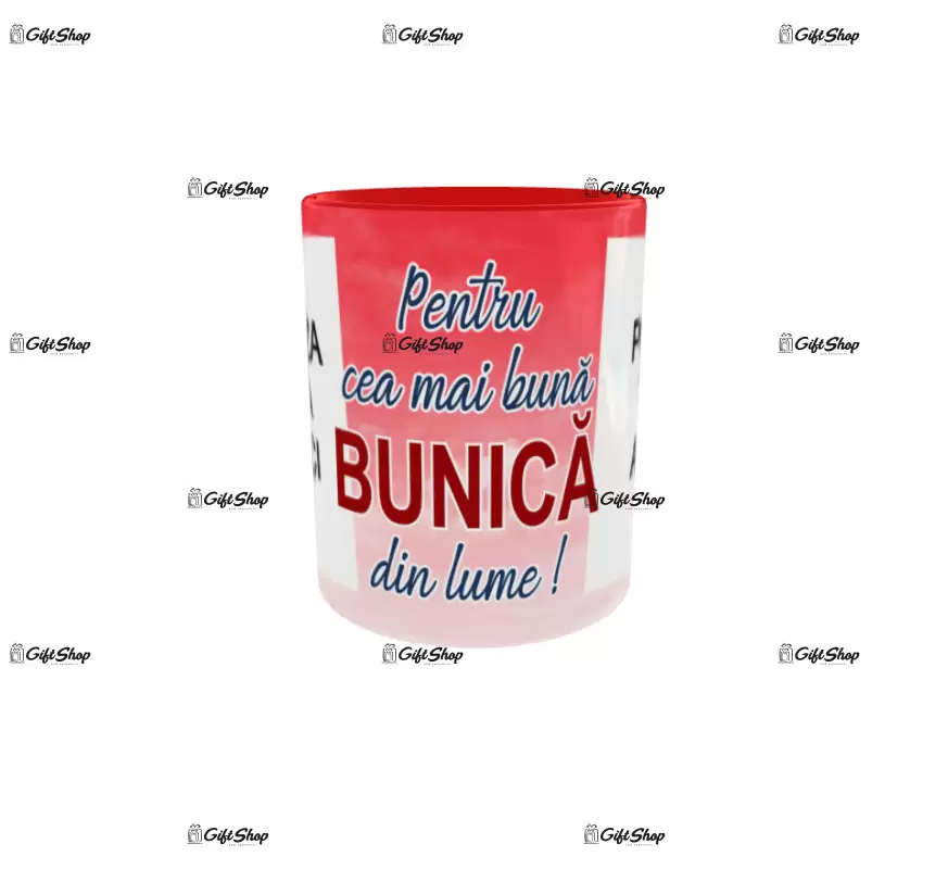 Pentru cea mai buna bunica din lume, cana personalizata cu 2 poze si text, 330ml, model 3292