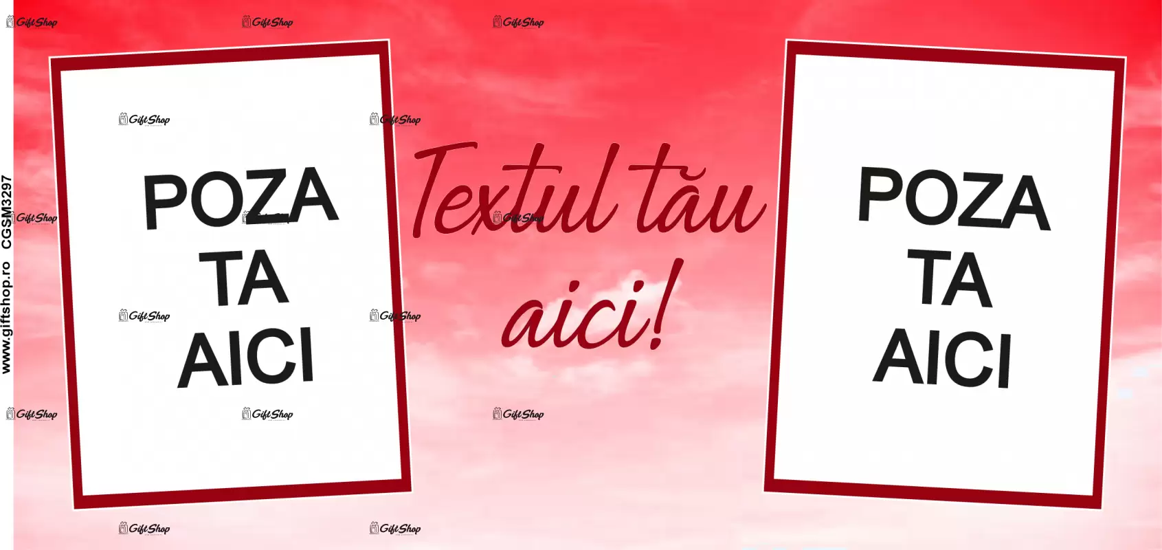 Cana, personalizata cu 2 poze si text, 330ml, model 3297
