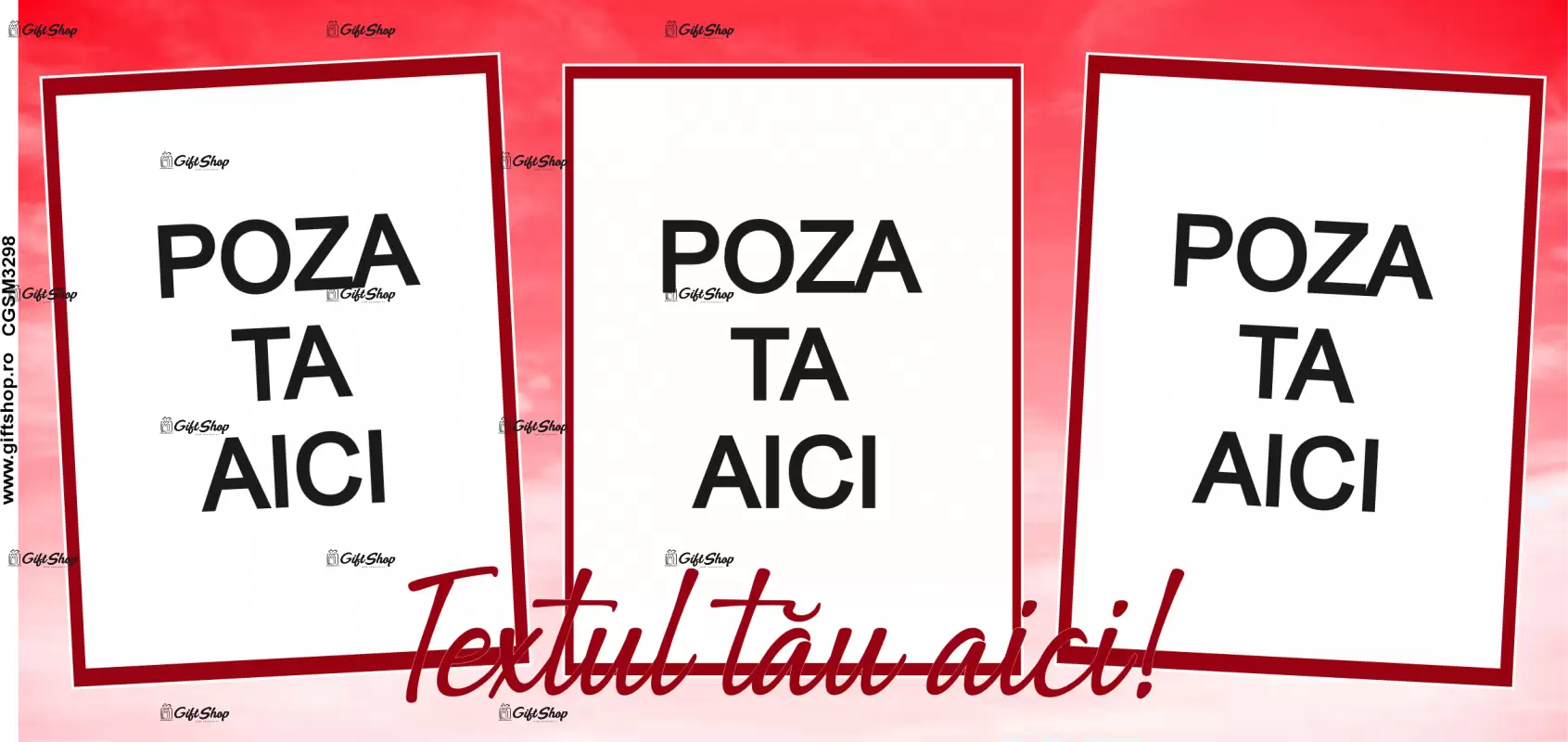 Cana, personalizata cu 3 poze si text, 330ml, model 3298