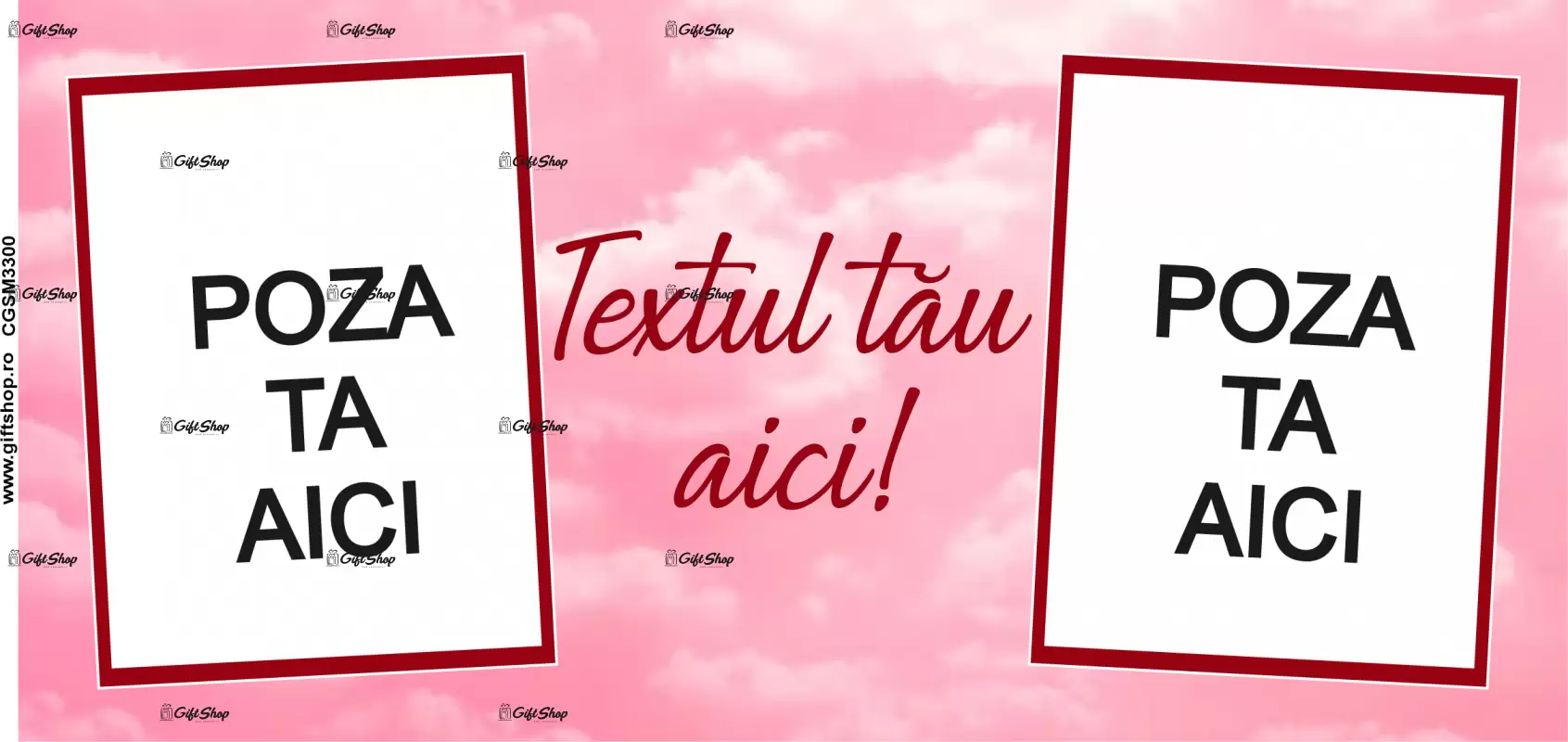 Cana, personalizata cu 2 poze si text, 330ml, model 3300