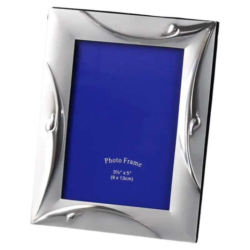 Rama foto model cu flori din metal argintata 9x13 cm