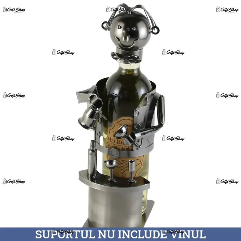 Suport sticla de vin, din metal barman 14×33 cm