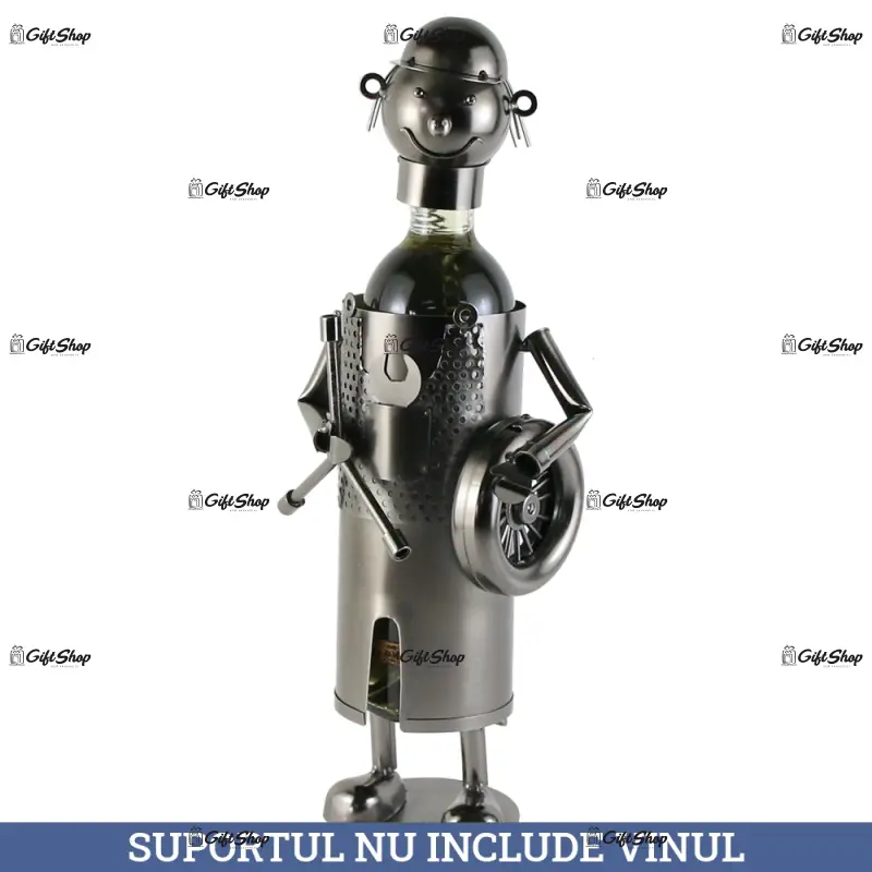 Suport sticla de vin, din metal mecanic vulcanizator 18x39 cm