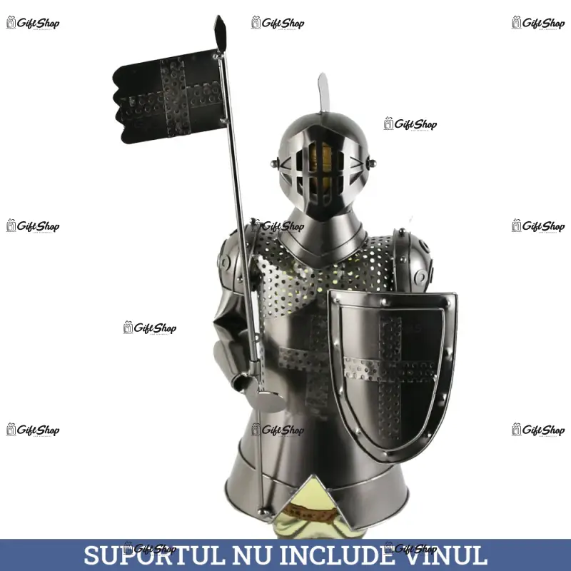 Suport sticla de vin, din metal cavaler 18x35 cm