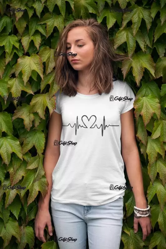 Heart beat line, tricou cu mesaj f