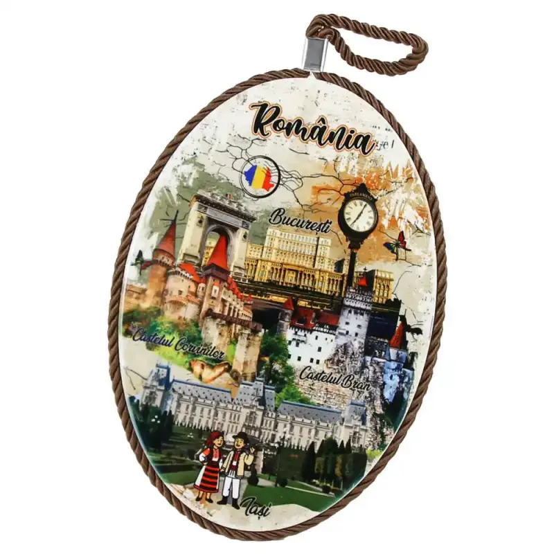 Decoratiune din ceramica, castele romania, suvenir giftshop 17x17x1 cm