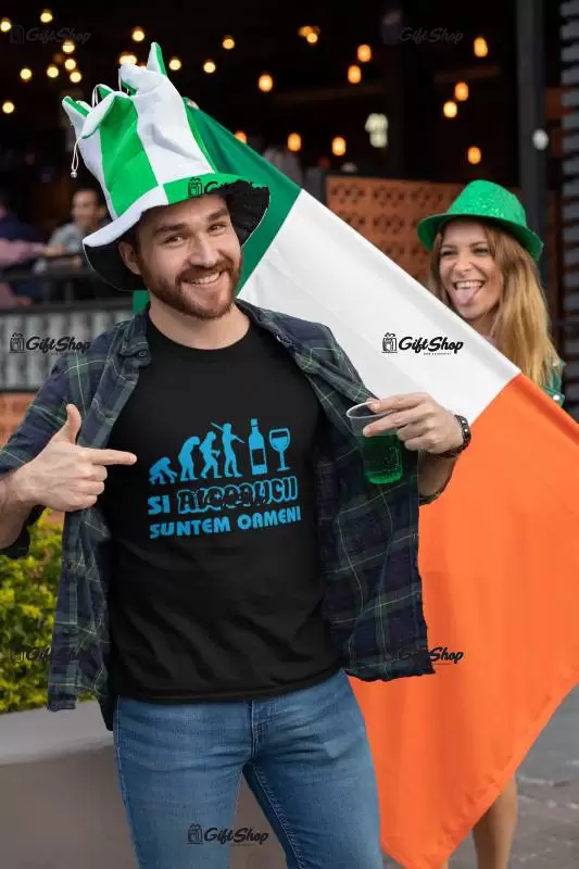 Si alcoolicii suntem oameni, tricou cu mesaj