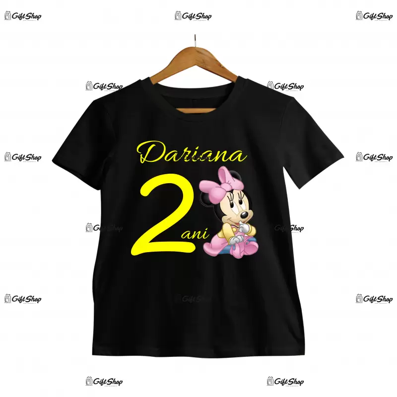 Minnie mouse, tricou cu mesaj - se poate schimba numele si anul