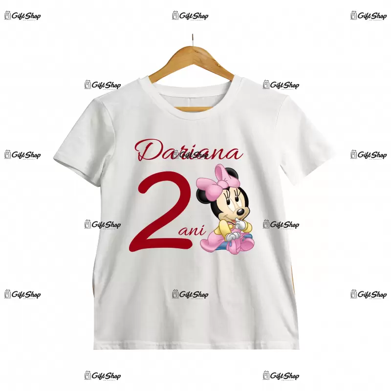 Minnie mouse, tricou cu mesaj - se poate schimba numele si anul