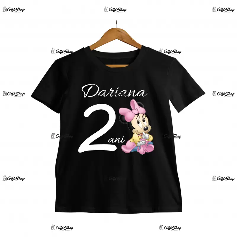Minnie mouse, tricou cu mesaj - se poate schimba numele si anul
