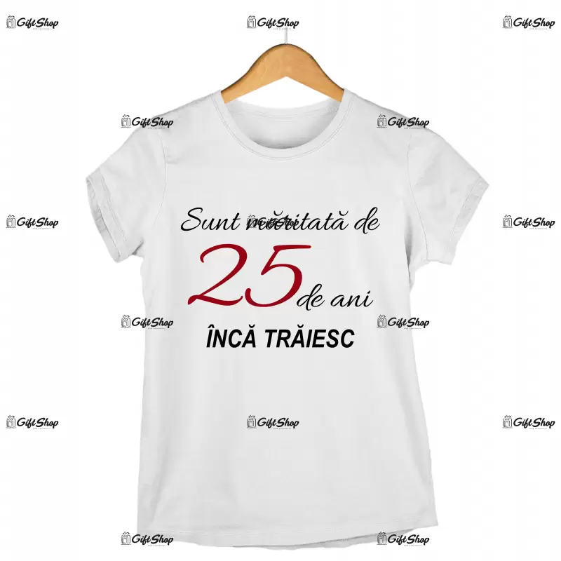 Sunt maritata/insurat de 25 de ani, set 2 tricouri cu mesaje - anul se poate schimba