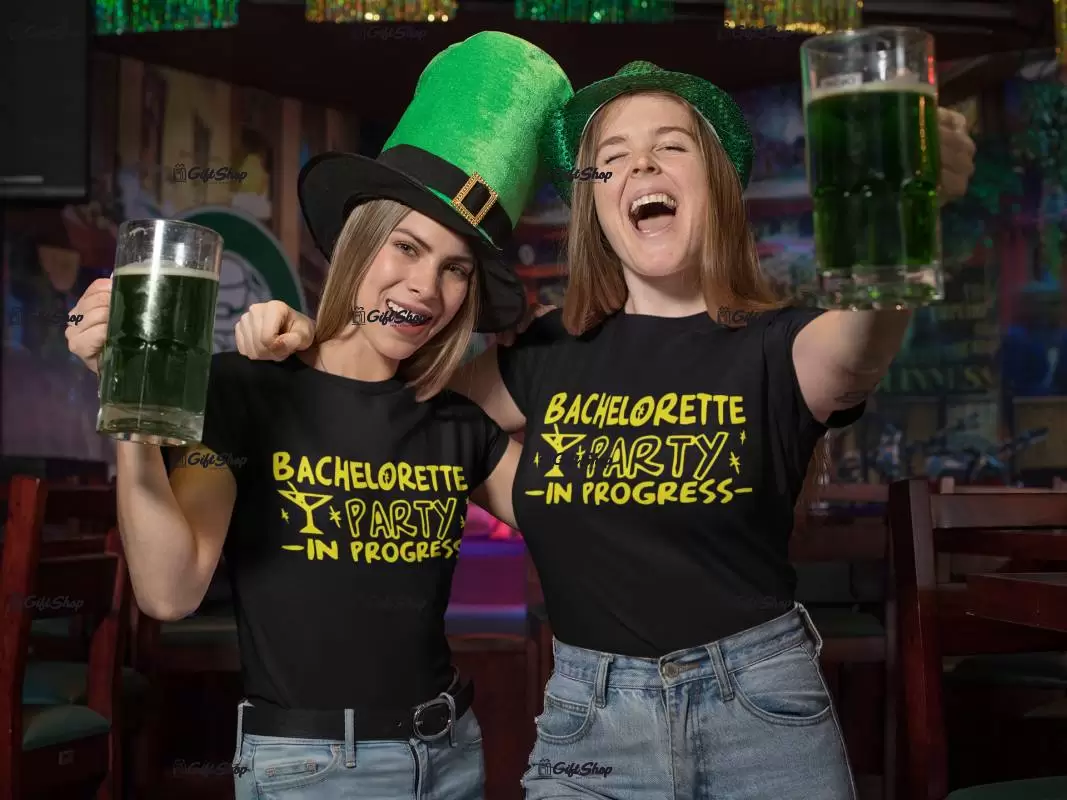 Bachelorette party in progress, tricou cu mesaj