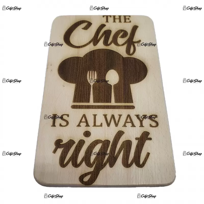 The chef is always right, blat din lemn cu mesaj