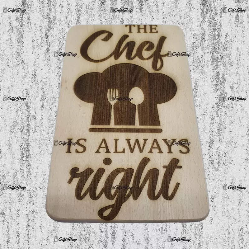 The chef is always right, blat din lemn cu mesaj