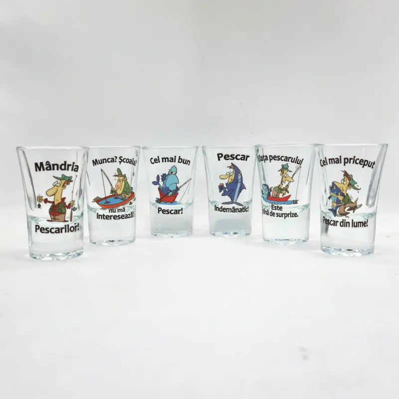 Pentru pescari, set 6 pahare shout cu mesaje