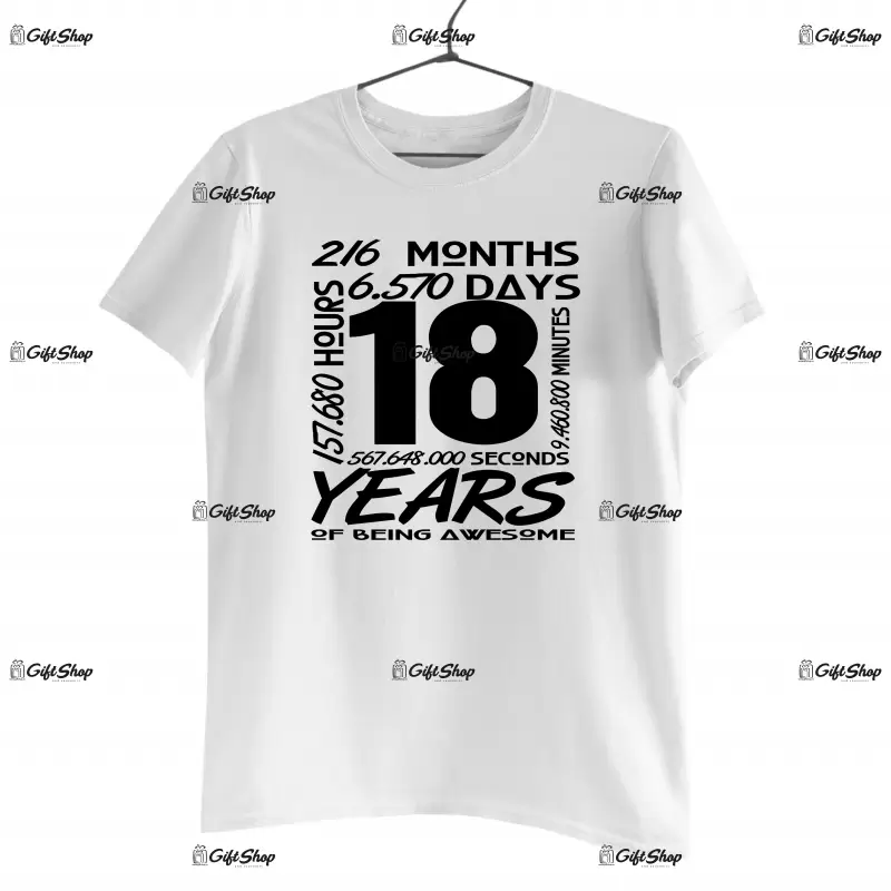 18 years , tricou cu mesaj - se poate schimba anul