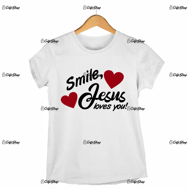 Smile, jesus loves you! , tricou cu mesaj