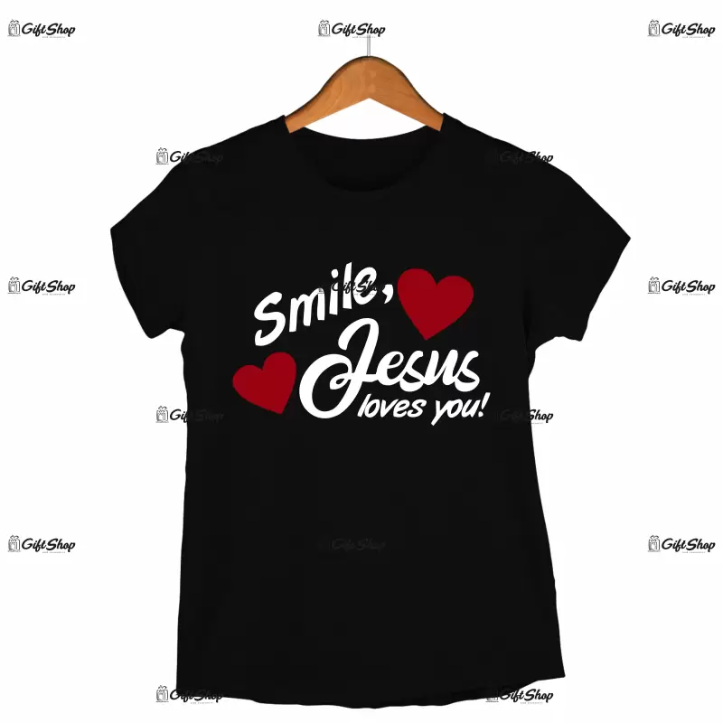 Smile, jesus loves you! , tricou cu mesaj