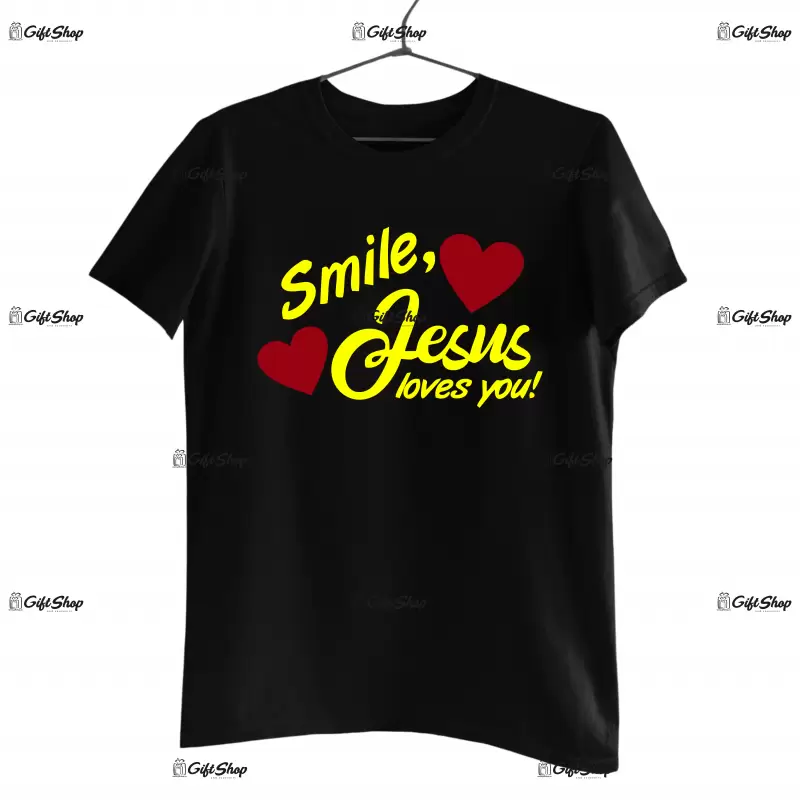 Smile, jesus loves you! , tricou cu mesaj