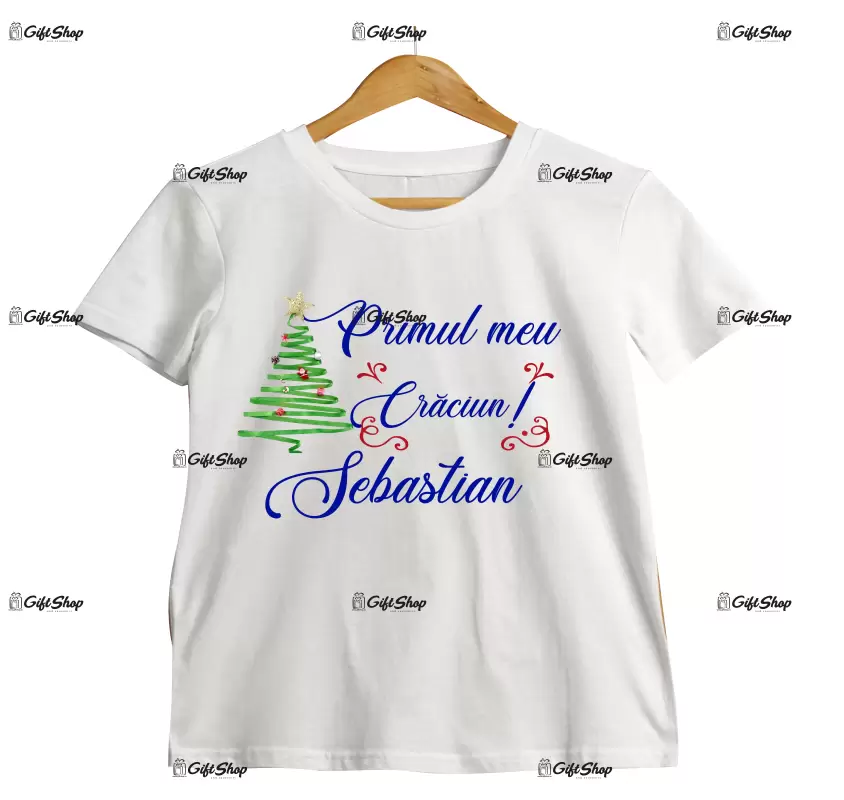 Primul meu craciun , tricou cu mesaj - se poate schimba numele.
