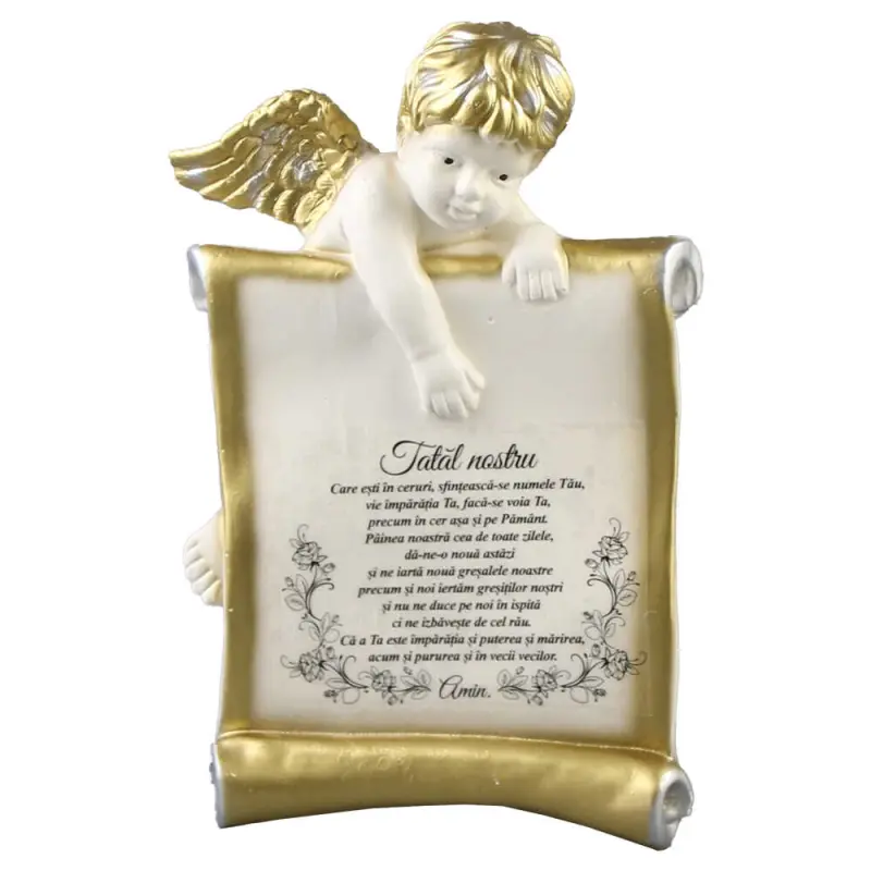 Placheta din ipsos cu ingeras „tatal nostru” 17×27 cm