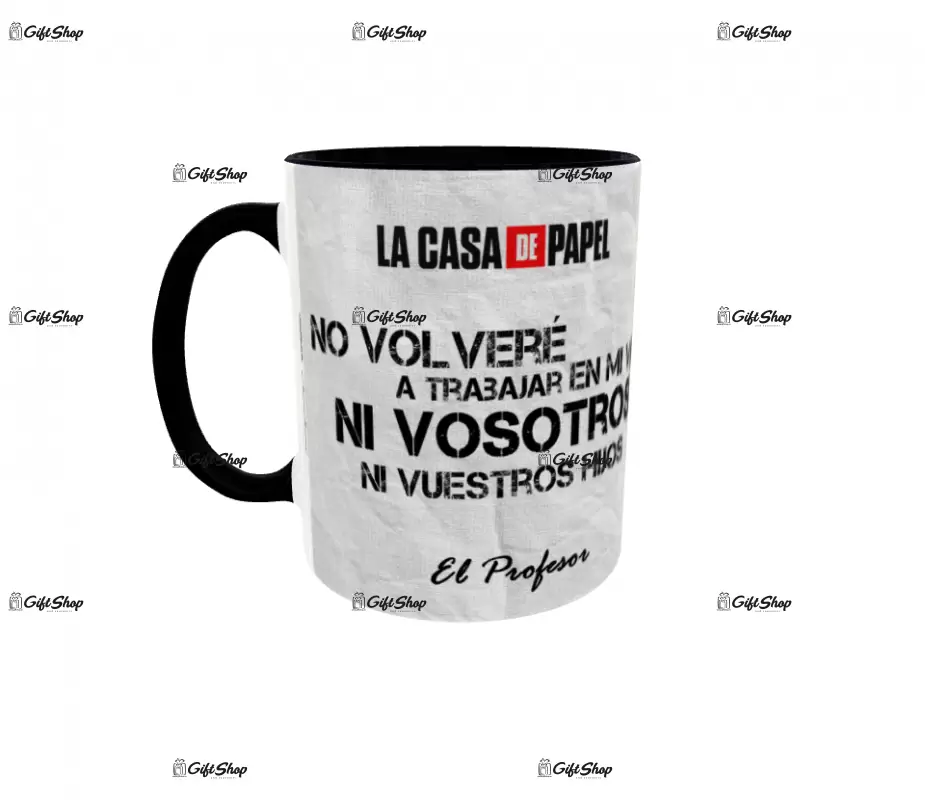 Cana personalizata gift shop, LA CASA DE PAPEL, model 5, din ceramica, 300 ml