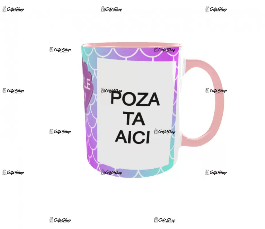 Little mermaid, model 1, cana din ceramica, 330ml, personalizata cu poza si text